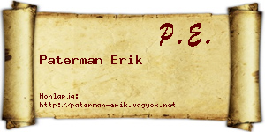 Paterman Erik névjegykártya